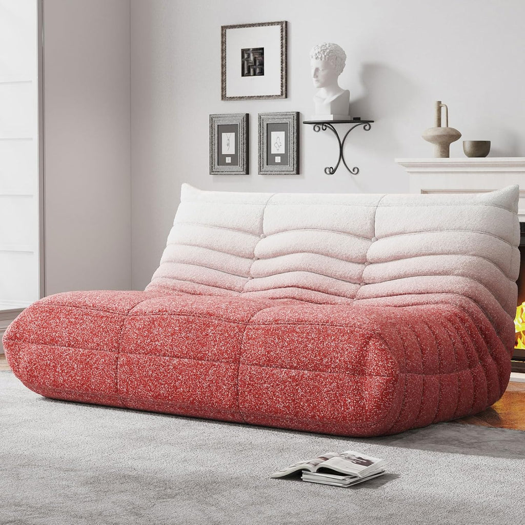 WHGBJA Bean Bag Chairs for Adults, Memory Foam Couch Loveseat Sofa Chair, Soft Teddy Material Cozy Comfy Reading Nook Chairs, Floor Chair for Living Room Bedroom Office(Pink+White)