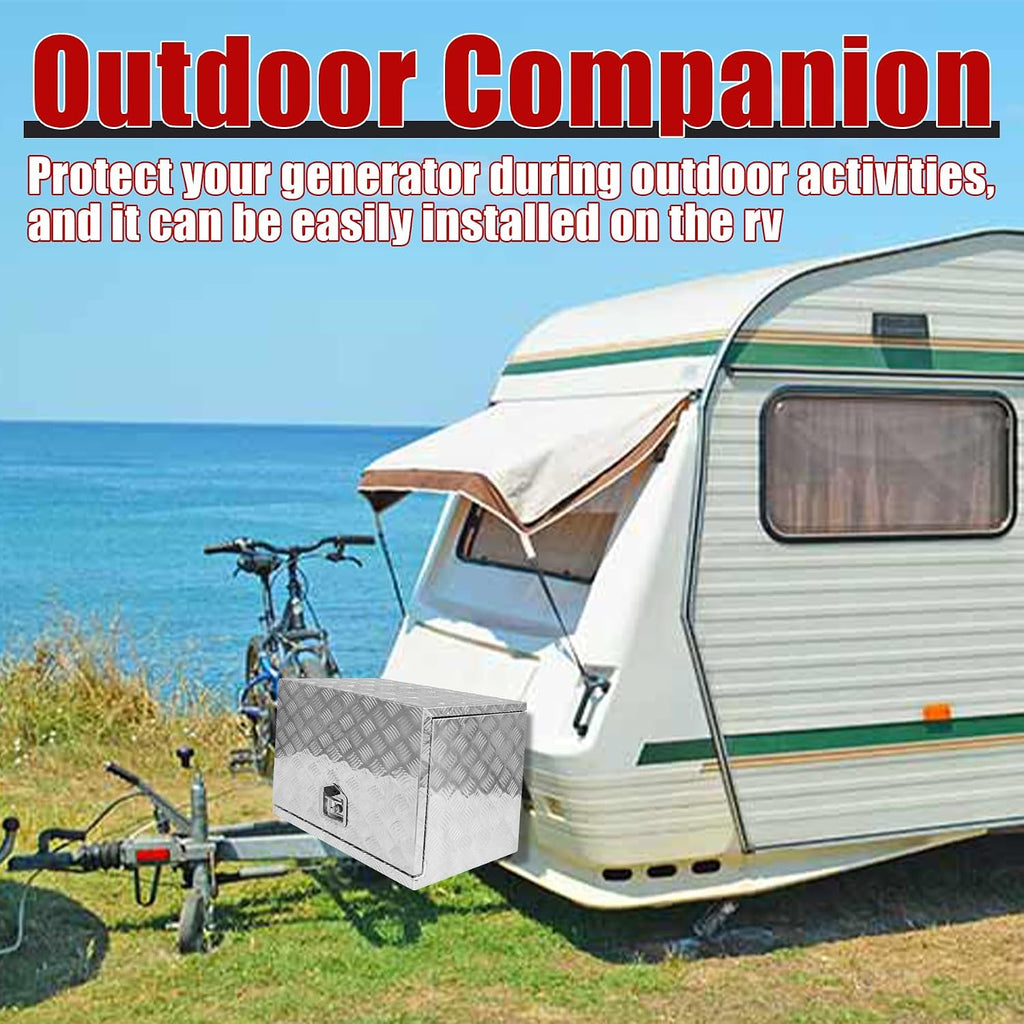 29.5x19.7x21.7 Inch Aluminium Generator Toolbox Heavy Duty Generator Storage Box Fully Sealed with Lock and Keys suitable for RV Garage