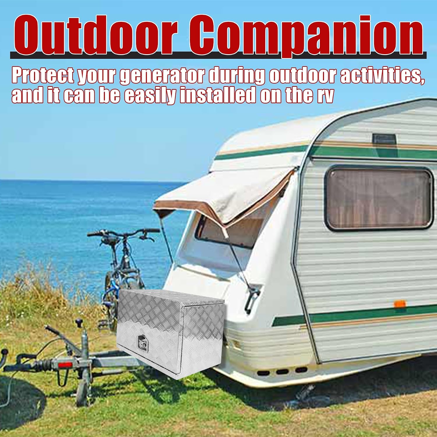 29.5x19.7x21.7 Inch Aluminium Generator Toolbox Heavy Duty Generator Storage Box Fully Sealed with Lock and Keys suitable for RV Garage