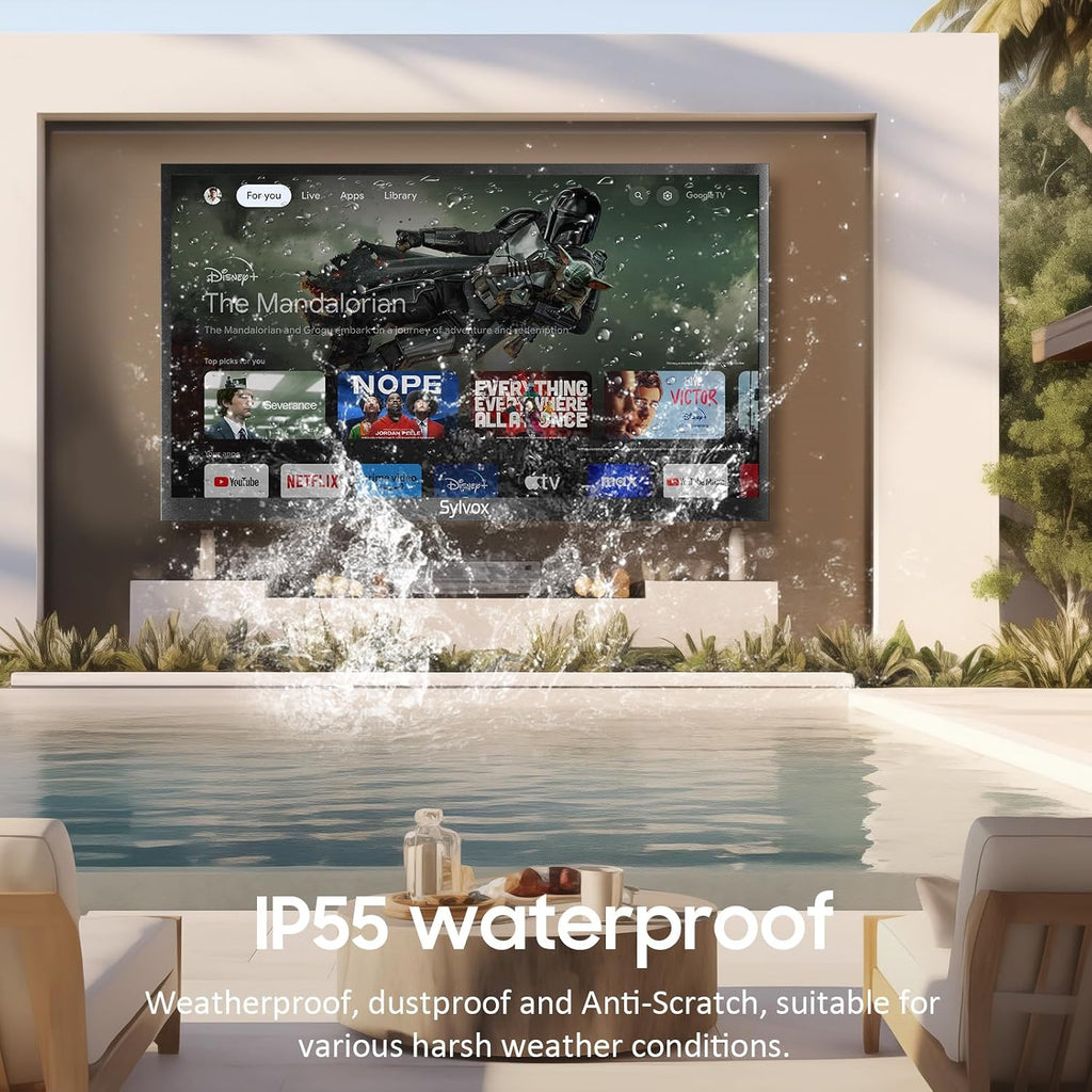 SYLVOX Outdoor TV with TV Mount, 75 inch Smart Outdoor TVs, 4K Weatherproof Television for Outside, Support Google Assistant, Chromecast, 1000 nit Brightness Partial Sun (Deck Pro 3.0/2026)