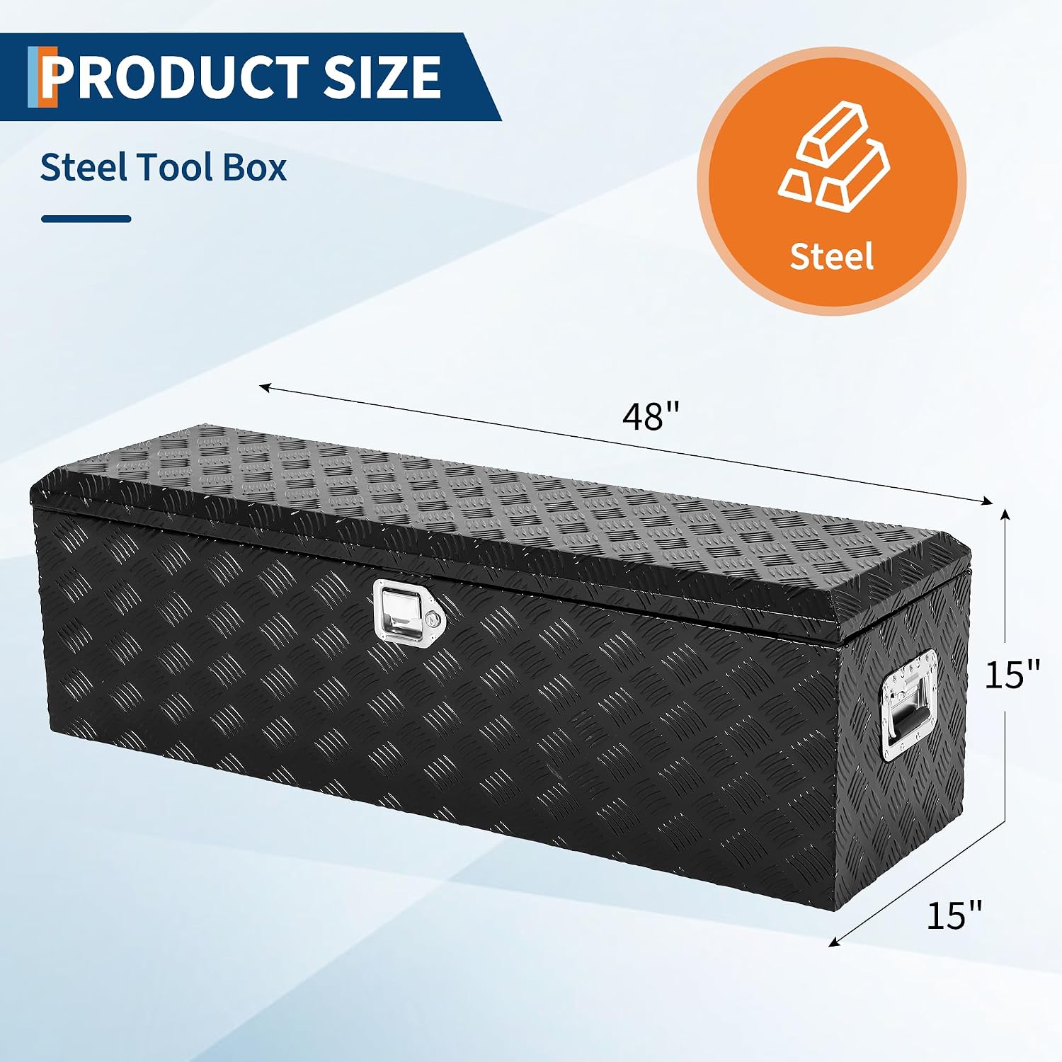 Garvee 48 Inch Truck Bed Tool Box, Heavy Duty Aluminum Diamond Plate Tool Box Chest, Waterproof Chest Storage Box with Lock for Trucks, Trailers, RVs, Warehouses