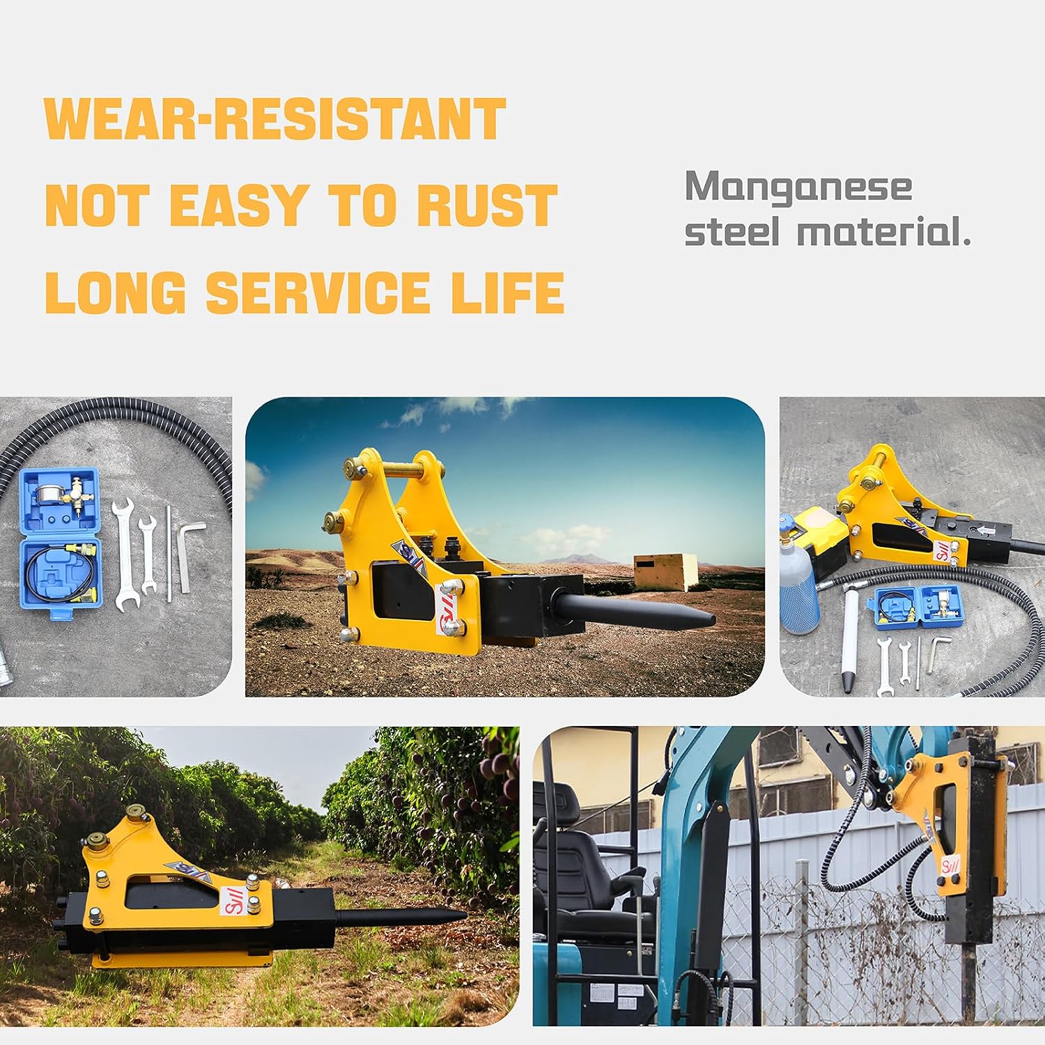 Excavator Hydraulic Breaker, Mini Excavator Hydraulic Hammer Breaker Attachment with Nitrogen Toolbox,Small Digger for .08-3.5 ton Concrete Breaker Attachment Drilling Tool