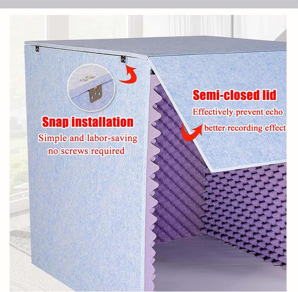 Desktop Soundproof Cover, Portable Recording Booth, Sound Isolation Room for Home Studio, for Microphone Recording Equipment Podcasts Singing Gaming and Broadcasting,Red