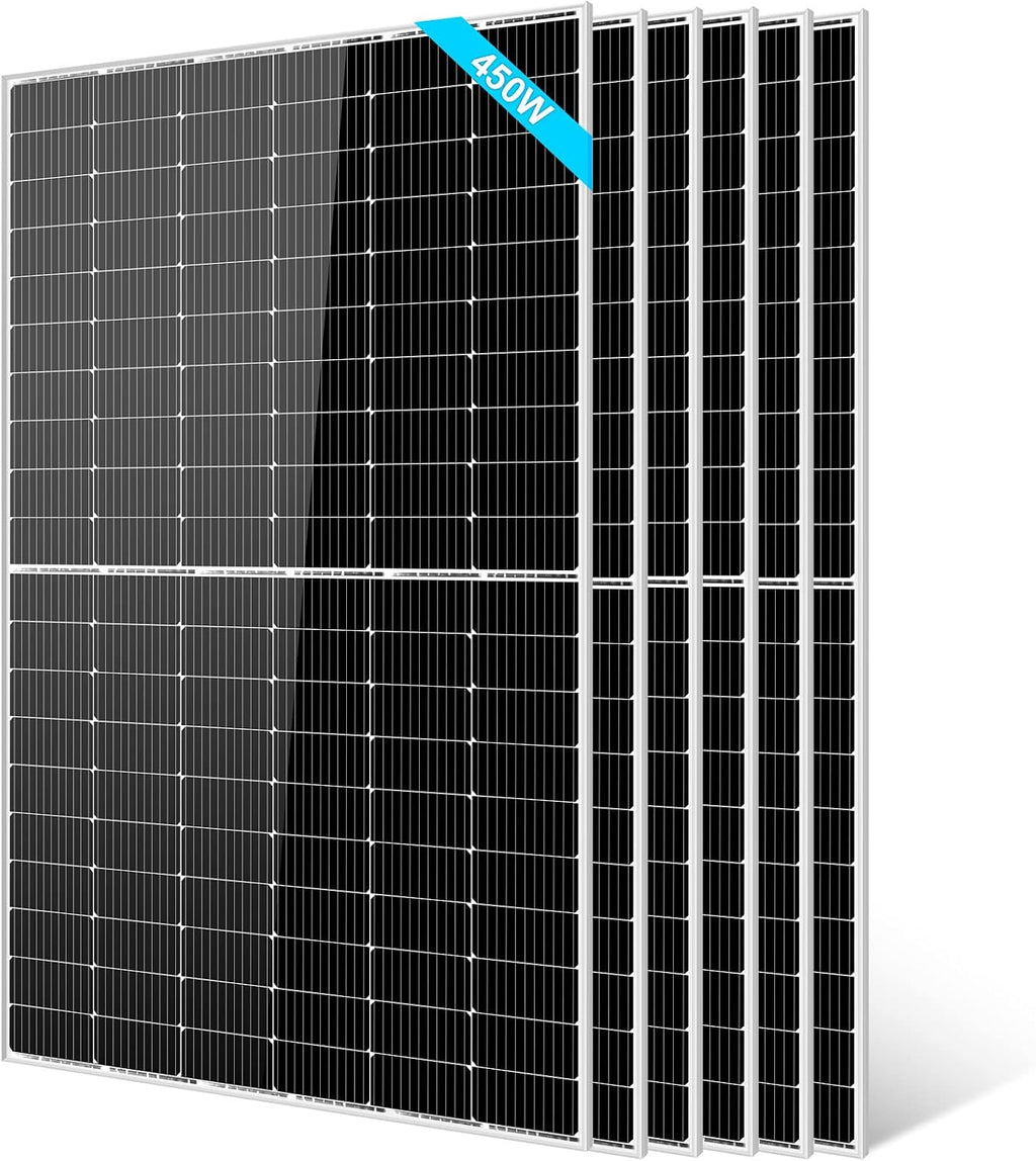 SUNGOLDPOWER 6PCS 450W Solar Panels Monocrystalline UL 61730, Grade A Solar Cell,Waterproof IP68,High Efficiency Solar Panel On/Off Grid for Charging Station,Caravan,RV,Yacht, Boat (Total 2700w)