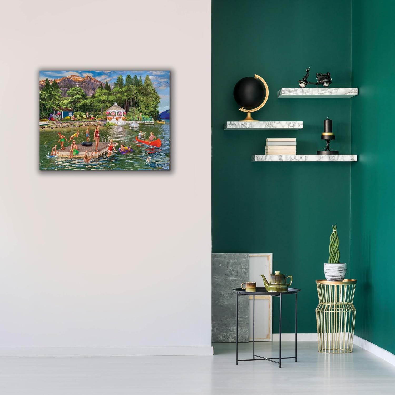 Epic Graffiti 'Gazebo Lake' by Bigelow Illustrations Canvas Wall Art, 34' x 26'