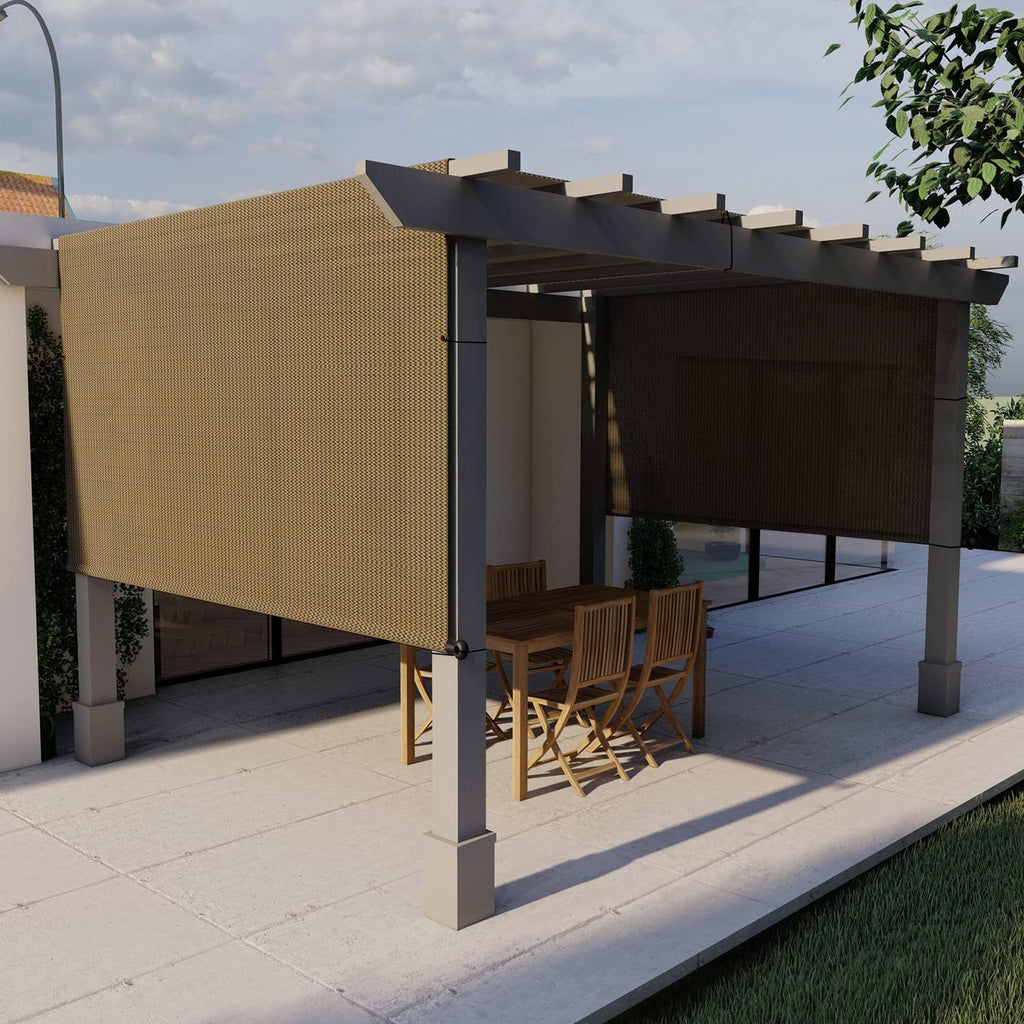 E&K Sunrise 11'Wx4'L Pergola Shade Cover with Weighted Rods & Grommets, Outdoor Sun Shade Cloth Canopy Replacement Cover UV Block for Patio Porch Deck Backyard (Brown)