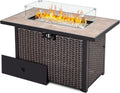 Nuu Garden 43' Propane Fire Pit Table, CSA Certified 50,000 BTU Outdoor Patio Propane Fire Pit Table with Fire Pit Wind Guard, Removable Lid, Ceramic Tabletop, Water-Proof Oxford Cover, Dark Brown