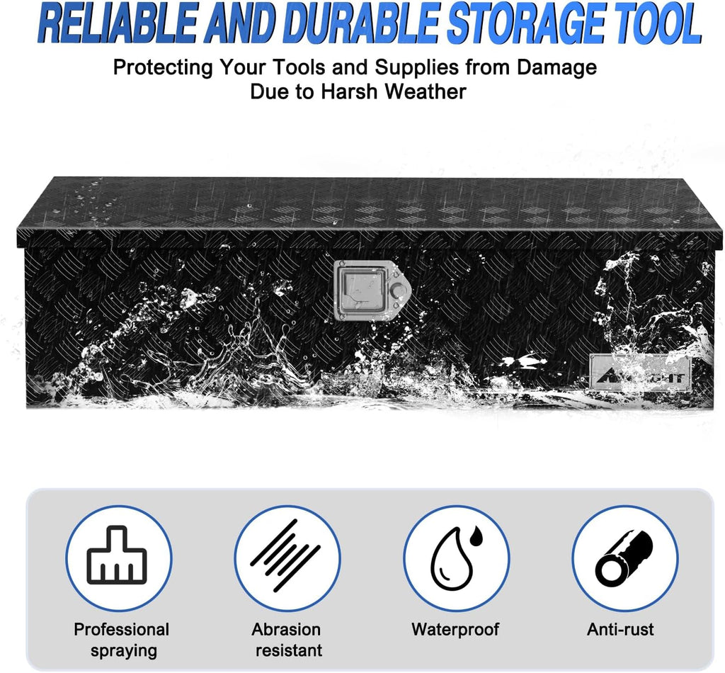 Nilight 39 Inch Truck Tool Box Heavy Duty Aluminum Stripes Plated Pick Up Truck Bed Toolboxes 39'x13'x10' Waterproof Storage Organizer for Bed of Truck RV Trailer with Side Handle Lock Keys, Black