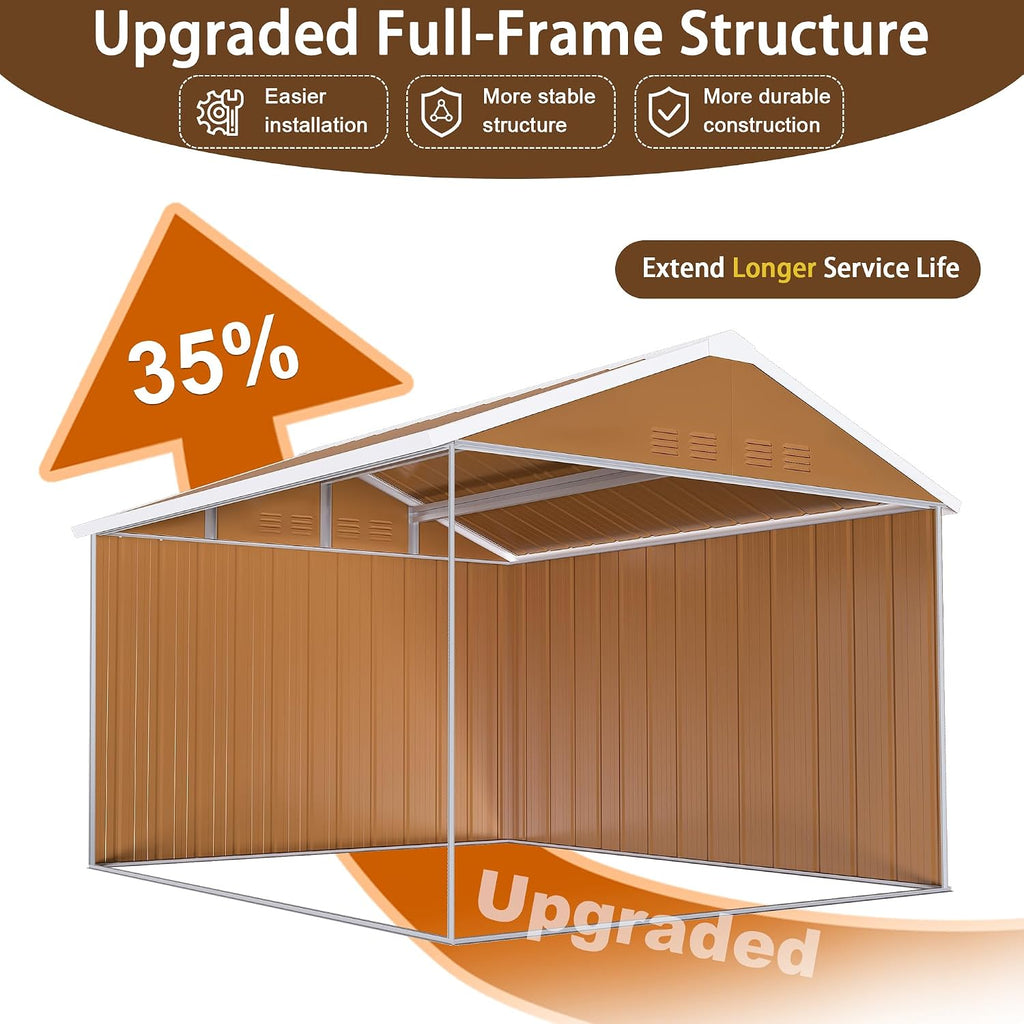 8x10 Outdoor Storage Shed, Heavy Duty Metal Shed, Lockable Garden Sheds with Sliding Door, Window and Airflow Design, Waterproof Steel Tool Sheds & Outdoor Storage for Backyard
