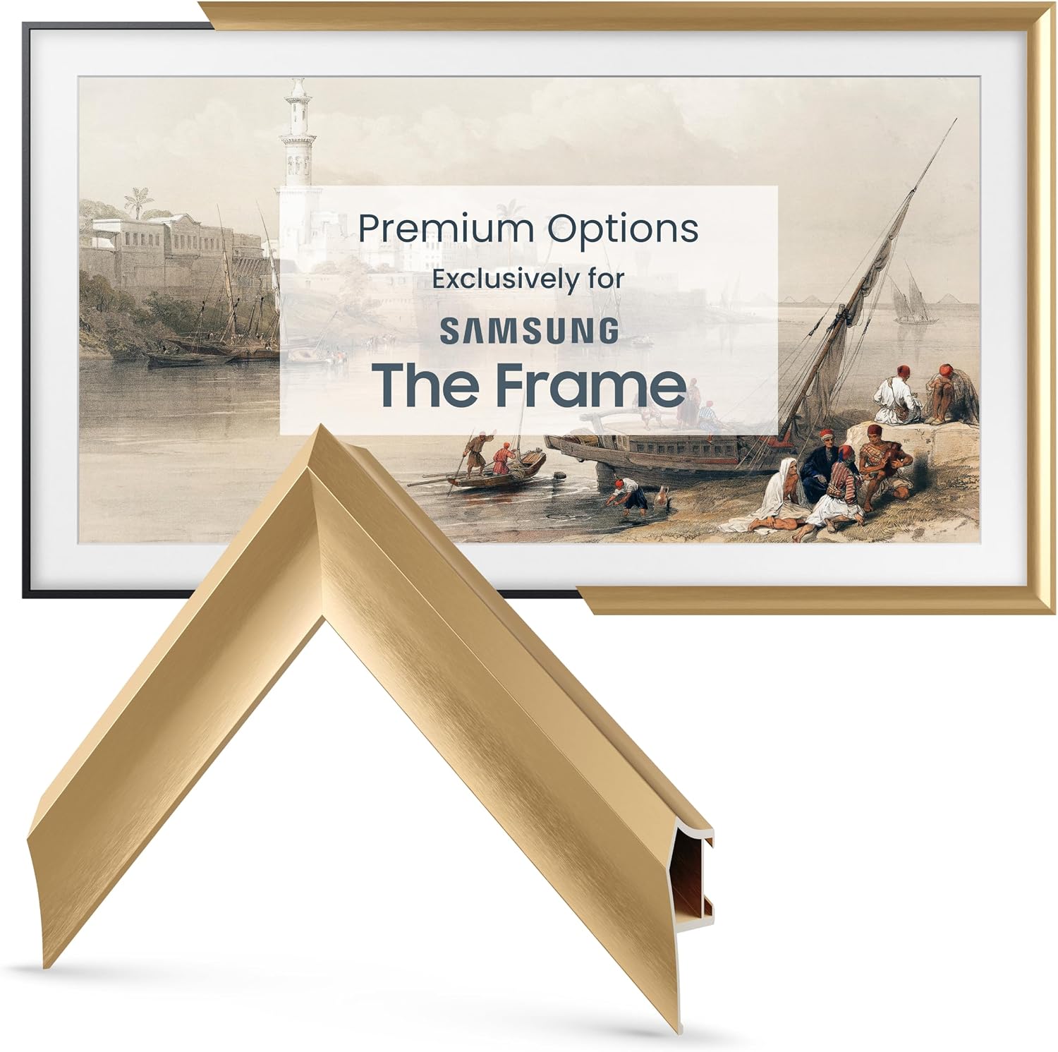 Pale Gold Prismatic 43' Alloy Deco TV Frame - Compatible ONLY with Samsung The Frame TVs (Fits 2021-2026, LS03A, LS03B, LS03C, LS03D, LS03FA)