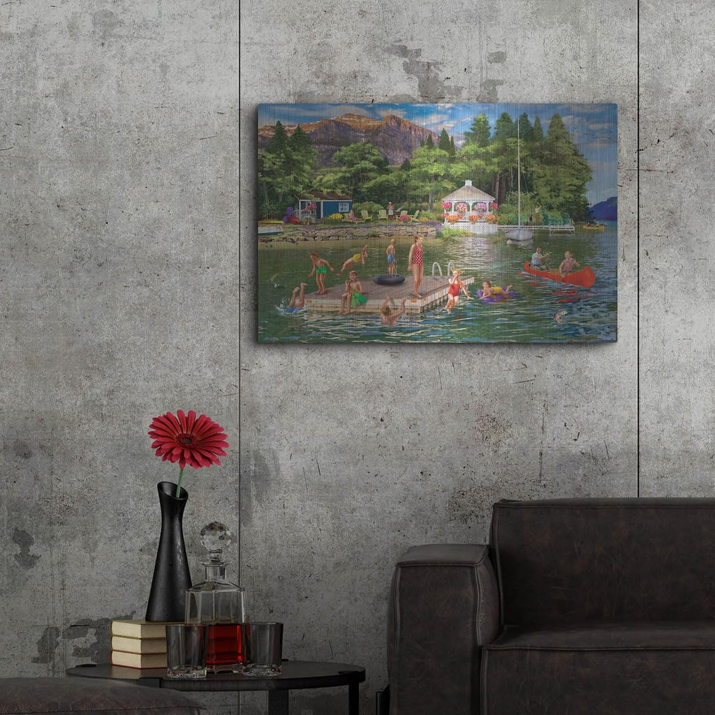 'Gazebo Lake' by Bigelow Illustrations Metal Wall Art, 36' x 24'