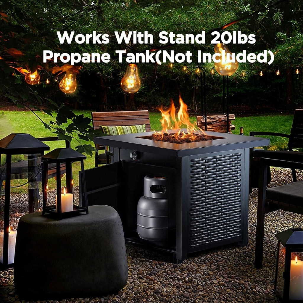 Ciays 28-Inch Propane Fire Pit – 50,000 BTU Outdoor Gas Steel Fire Table with Lid & Lava Rock, Adds Warmth & Ambience to Gatherings & Parties on Patio, Deck, Garden & Backyard