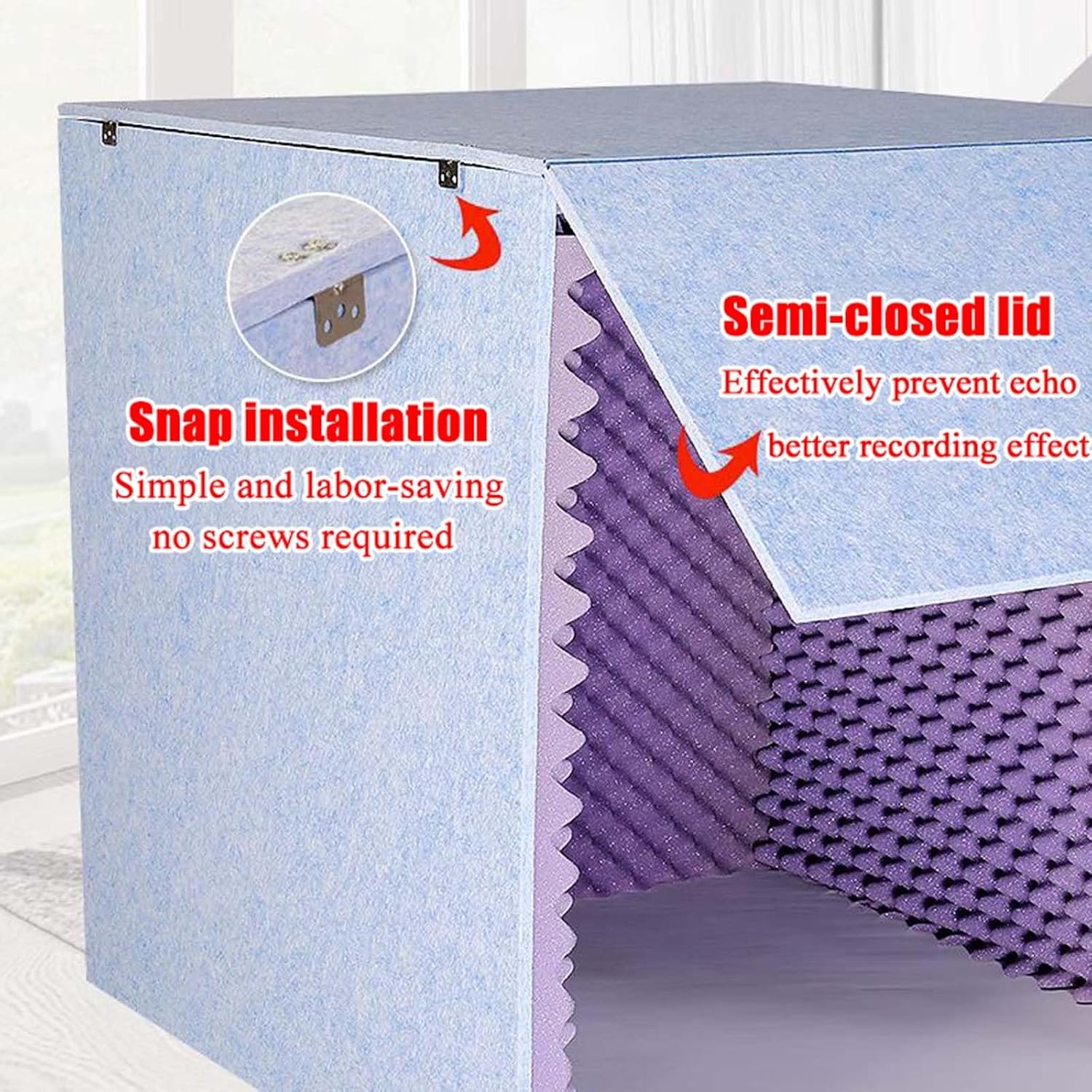 Desktop Soundproof Cover, Portable Recording Booth, Sound Isolation Room for Home Studio, for Microphone Recording Equipment Podcasts Singing Gaming and Broadcasting(Yellow)