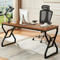HOMISSUE 63-inch Executive Desk, Large Home Office Desk with Engineered Wood Tabletop and Metal Frame, Rustic Writing Desks with Sturdy Structure, Computer Desks for Home Office, Study Room,Brown