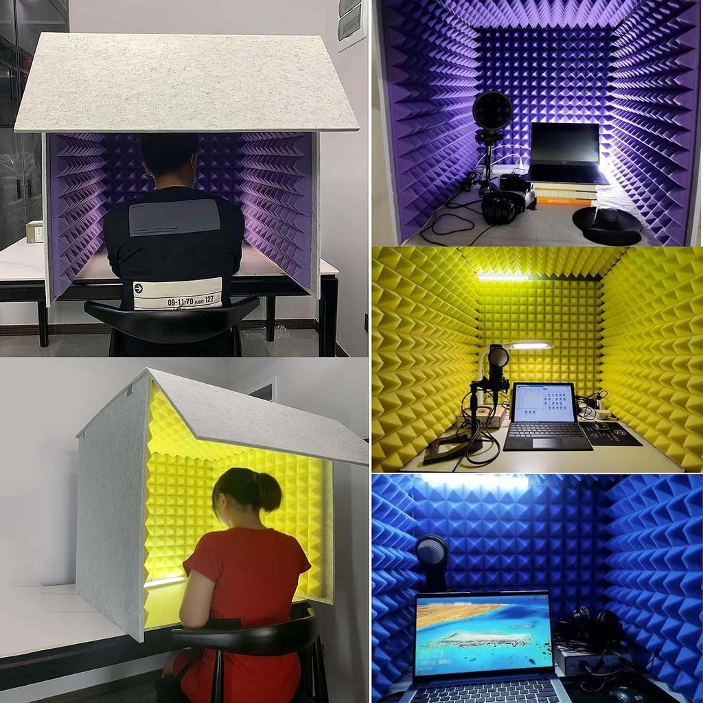 Desktop Soundproof Cover, Portable Recording Booth, Sound Isolation Room for Home Studio, for Microphone Recording Equipment Podcasts Singing Gaming and Broadcasting (Yellow 80 * 80 * 80cm)