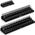 Olsa Tools 3-Row Magnetic Socket Organizer - 1/4', 3/8' & 1/2-Inch Drive Metric Socket Holder Set - Professional Tool Holder and Organizer - Stores up to 141 Sockets - Black