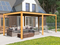 Domi Outdoor Pergola 10' x 20' Aluminum Louvered Pergola with Adjustable Roof, Wood Grain Frame, Efficient Drainage System for Patio, Deck, Garden, Yard