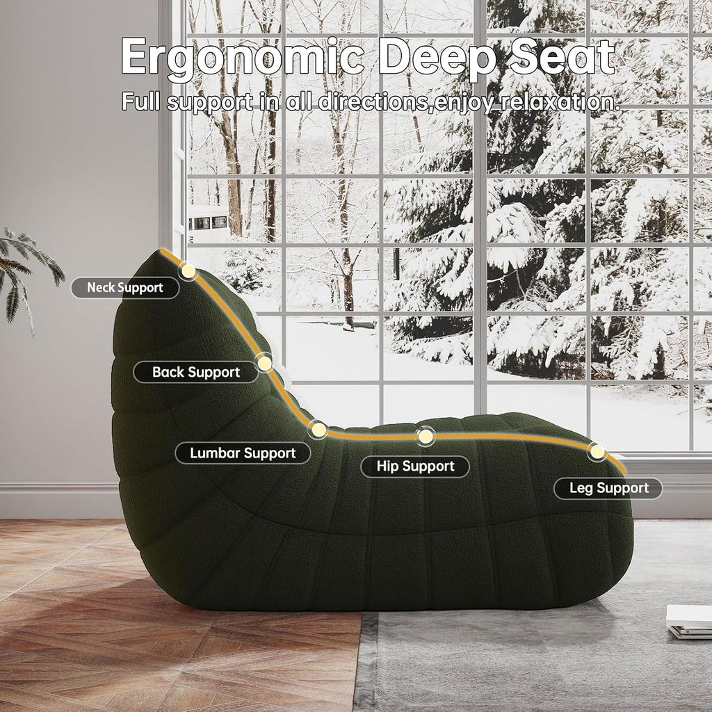 WHGBJA Bean Bag Chairs for Adults, Memory Foam Couch Loveseat Sofa Chair, Soft Teddy Material Cozy Comfy Reading Nook Chairs, Floor Chair for Living Room Bedroom Office