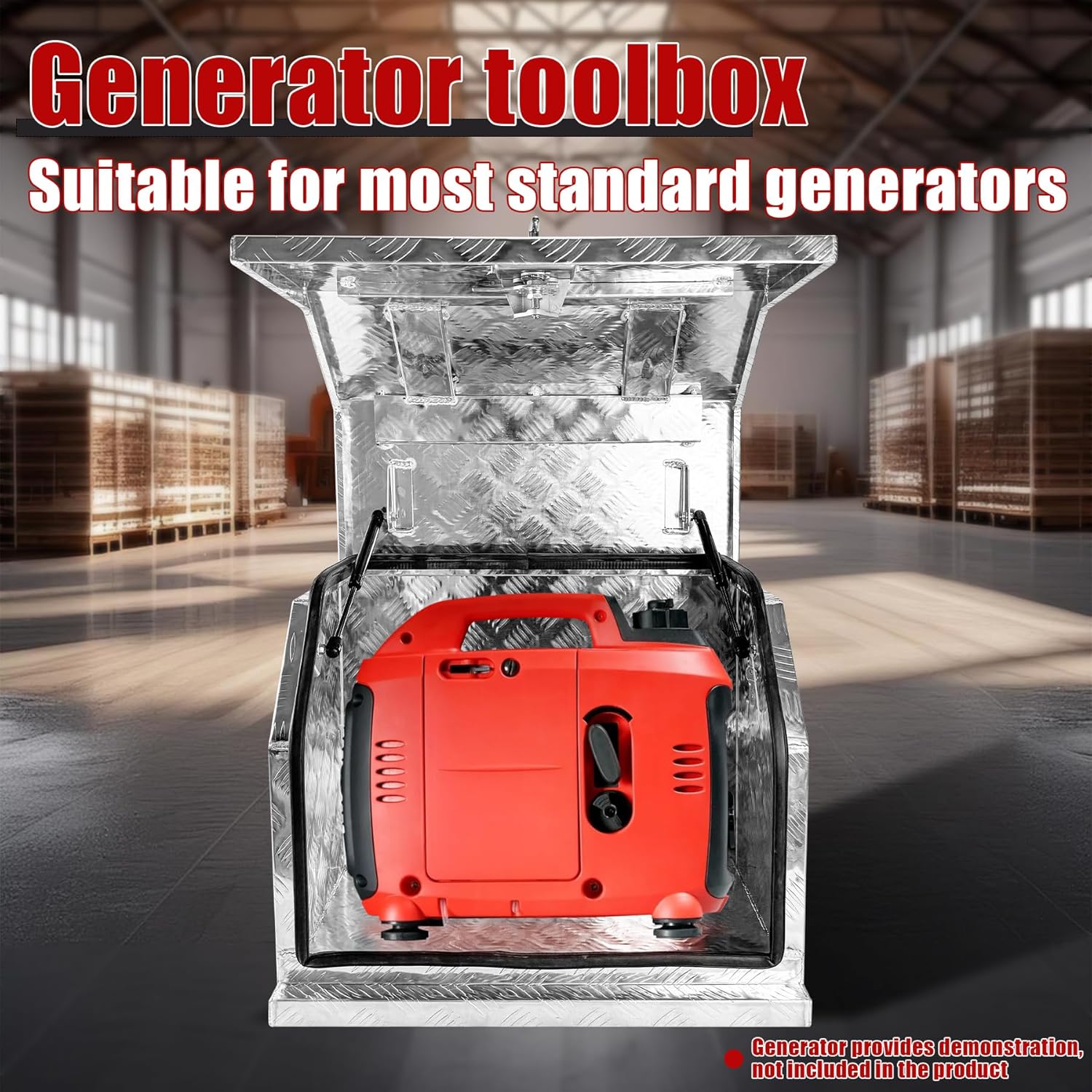 24.4'x15.7'x19.7' Aluminium Generator Tool Box Heavy Duty Generator Storage Box Trailer Tongue Toolbox with T-Handle Lock and Keys Suitable for Rvs Bumper Silver