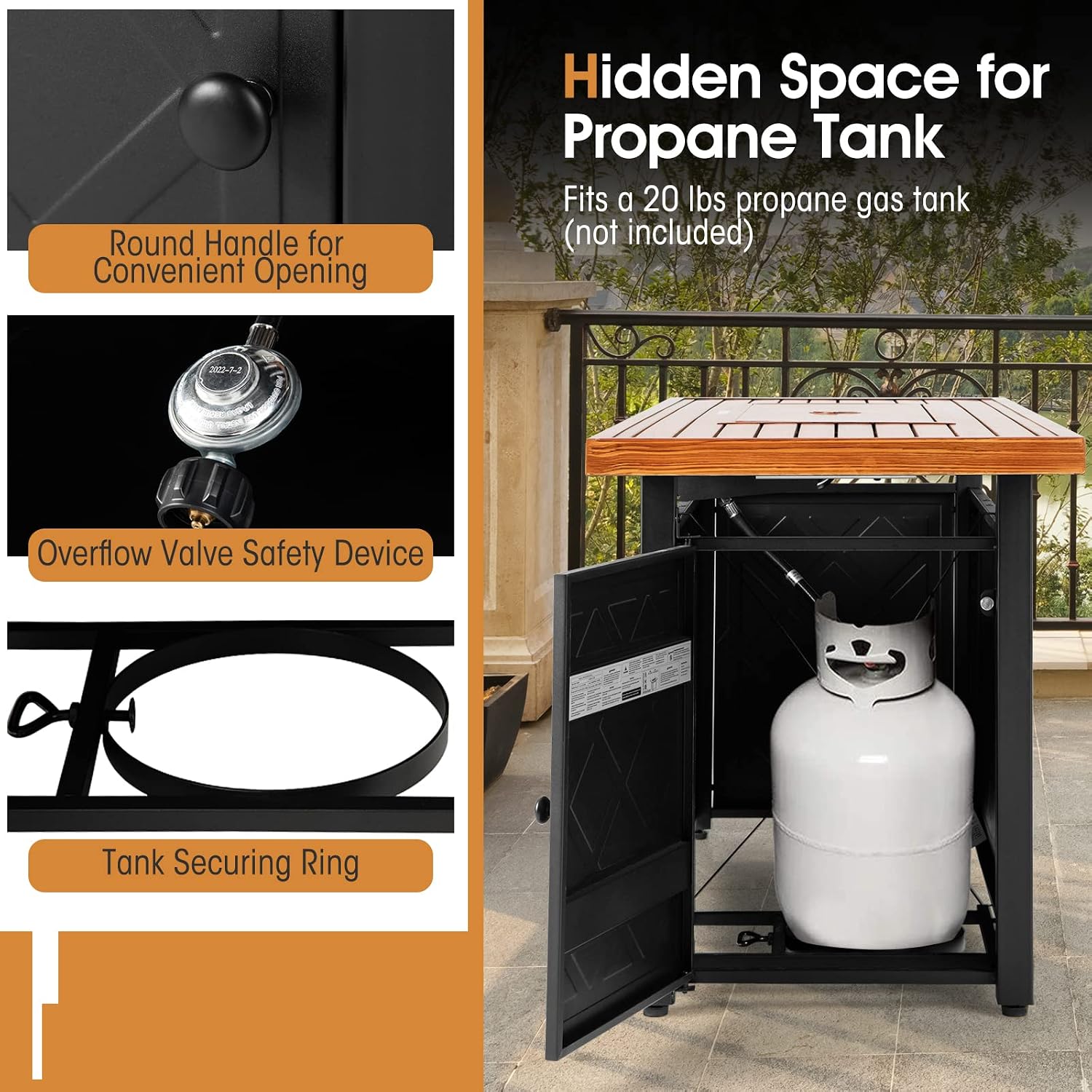 Tangkula 57 Inches Propane Fire Pit Table, Patiojoy 50,000 BTU Outdoor Rectangular FirePit Table, Dual-Use Auto-Ignition Patio Gas Fire Table with Lid and Lava Rocks for Backyard, Garden, Party
