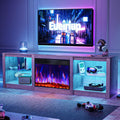 70' Fireplace TV Stand for TVs up to 80 Inches with 23'' Electric Fireplace Insert, Entertainment Center for Living Room, Gray