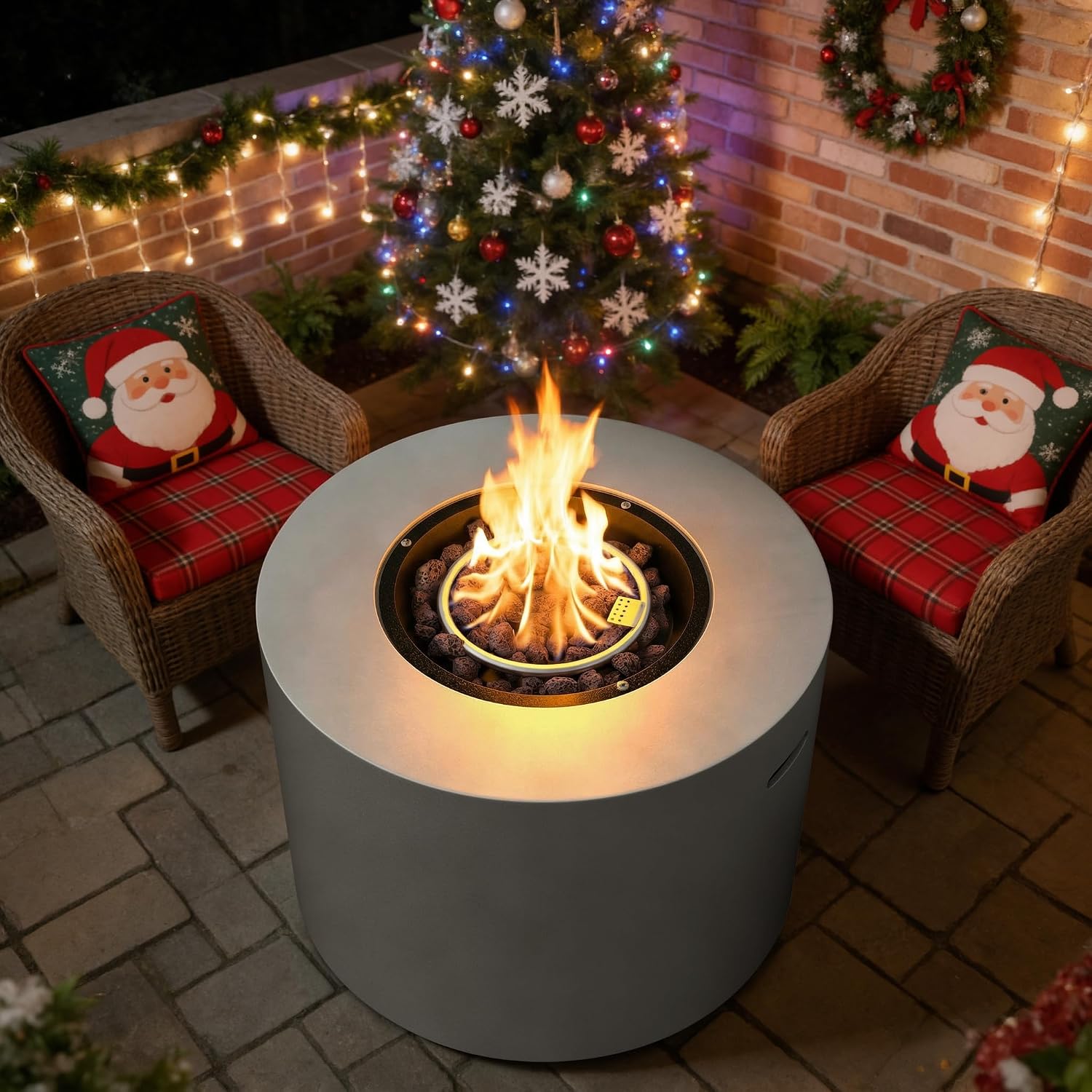 HOTEAGLE 32' Propane Fire Pit Table Round, 50000 BTU Powerful Gas Firepit Table, CSA Certified, Ideal Outdoor Fire Pit for Dining, Party in Patio, Garden, Yard