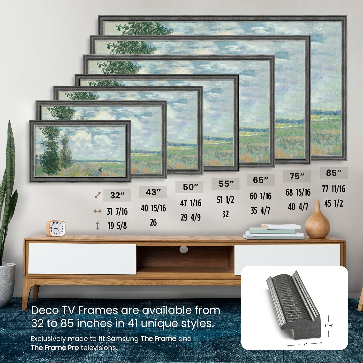 Industrial Iron 85' Slim Deco TV Frame - Compatible ONLY with Samsung The Frame TV and Pro TVs (Fits 2021-2026, LS03A, LS03B,LS03C,LS03D,LS03FA,LS03FW)