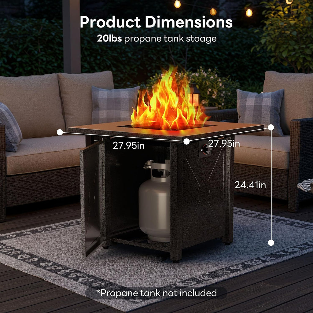 Electactic 28 Inch Propane Fire Pit, 3-in-1 Multi-Use Outdoor Fire Pit Table, 50,000 BTU Steel Gas Fire Pit with Lid & Lava Rock, Add Warmth and Ambience for Patio Deck Garden, Outdoor Gatherings