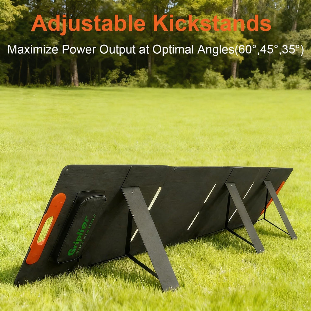 200W Portable Solar Panel for Power Station,25V Foldable Solar Panel Charger with Kickstand,Dual USB & Type-C Output,>23% High Efficiency IP65 Waterproof for Camping,Hiking,RV Trips