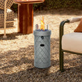 1 lb Column Propane Fire Pit, 10,000 BTU Gas Fire Pit, Outdoor Firepit for Patio w/Wind Glass Shield, Glass Rocks