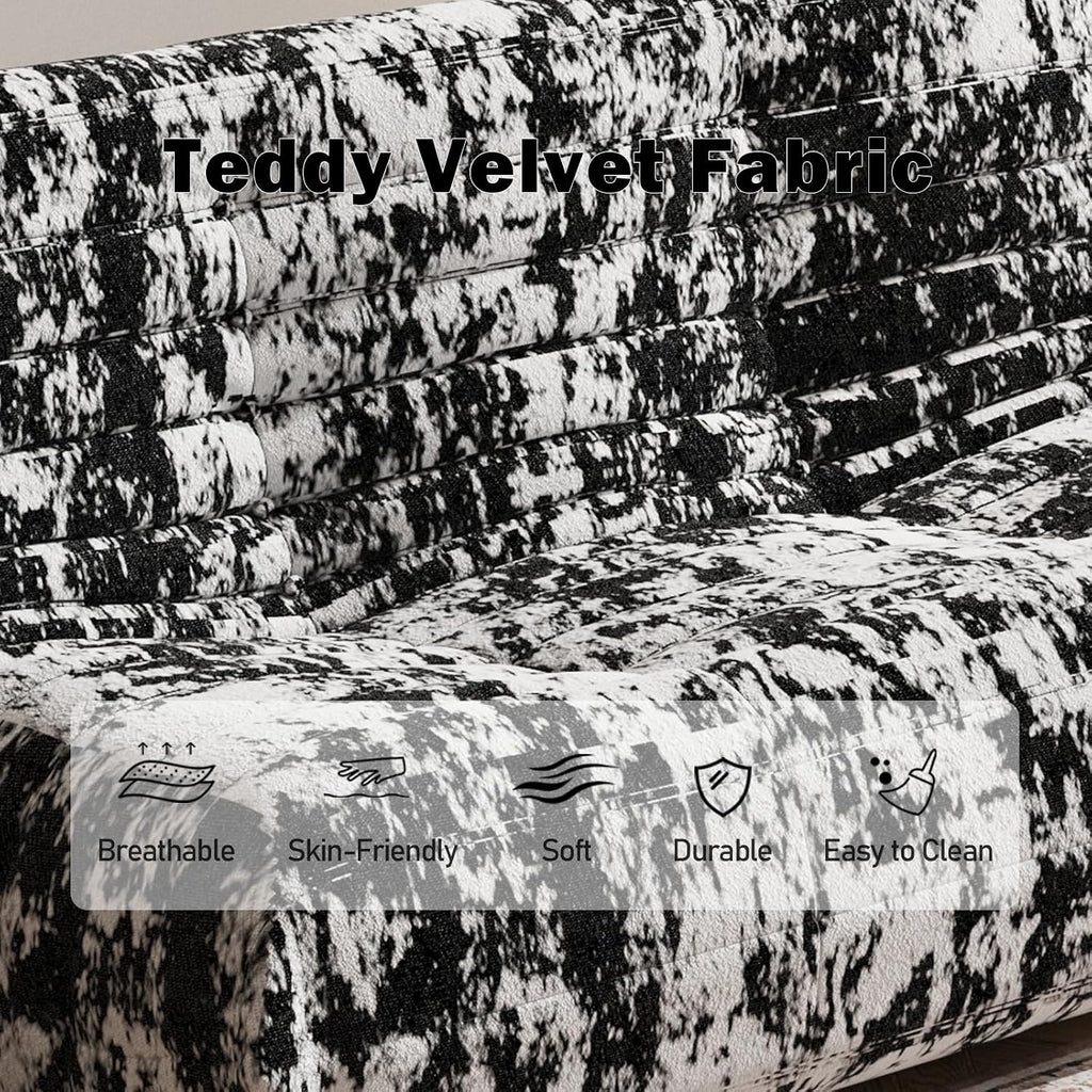 Bean Bag Chair, Loveseat Fireside Chair Bean Bag Sofa Large Bean Bag Chair for Adults, 2 Seater Bean Bag Chairs for Teens with High Density Comfortable Foam, Bean Bag for Living Room (Black Pattern)