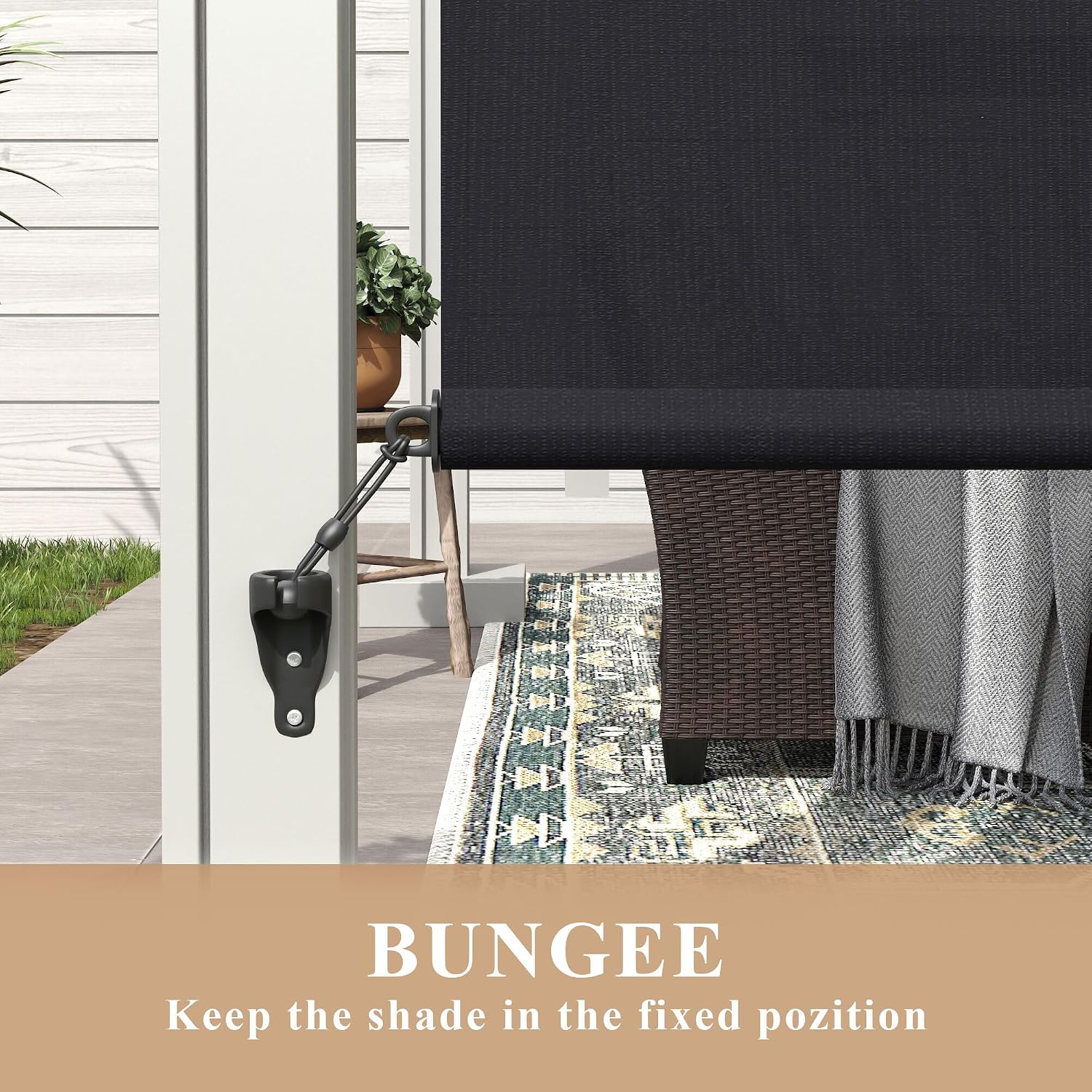 Outdoor Roller Shade 120' W x 96' H, Exterior Cordless Blinds with Splicing Design, UV Protection Roll Up Shade for Patio, Porch, Gazebo, Pergola, Graphite