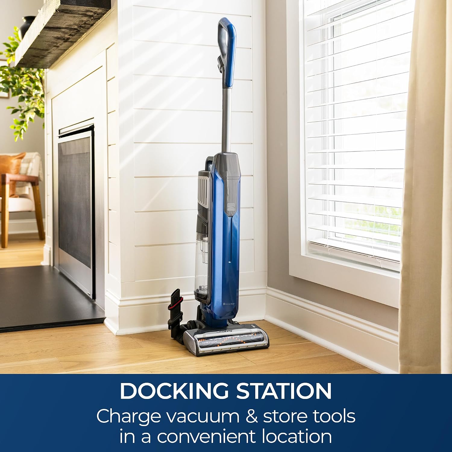 Kenmore CU5001 Litening Cordless Upright Vacuum with Lift-Up & Hair Eliminator Nozzle, Brushless Motor, HEPA Filter & LED Display for Low-Pile Carpets, Rugs, Hard Floors & Pets, Blue