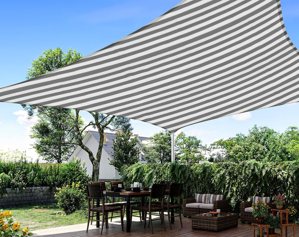 Quictent 185G HDPE Square Sun Shade Sail Canopy 98% UV Block Outdoor Patio Garden with Hardware Kit (White and Grey), 20X20FT