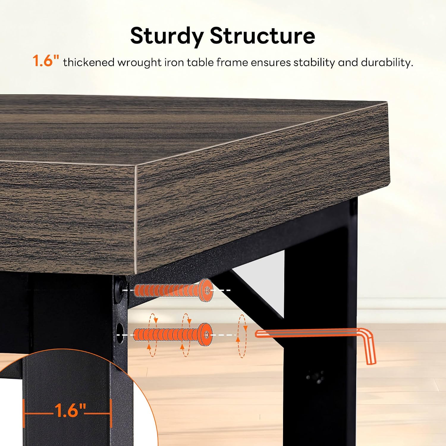 ivinta L Shaped Desk, Modern Corner Home Office Computer Desk with 2' Thicker Desktop for Study Work, Simple Reversible Worksation with Metal Frame for Bedroom Living Room Novas (Brown)