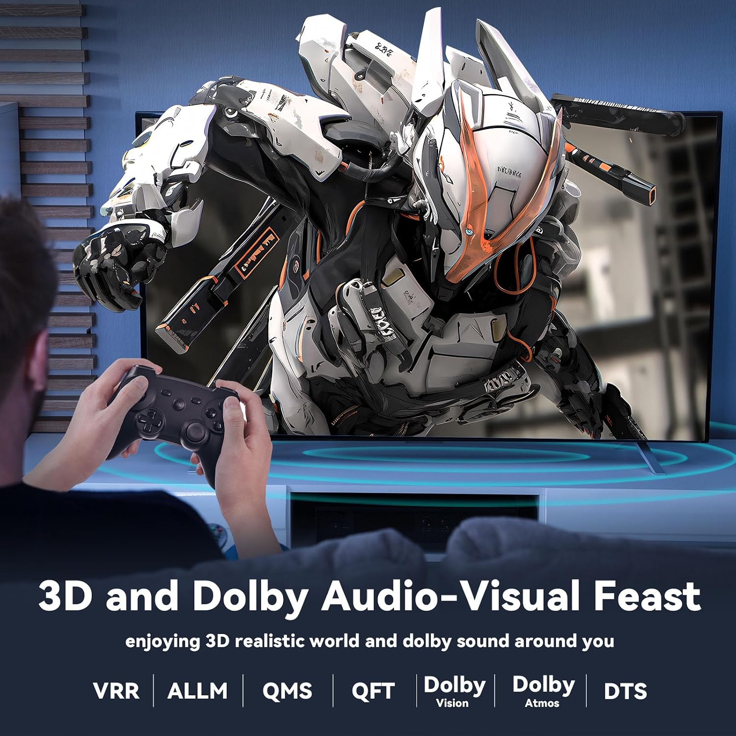 8K HDMI 2.1 Cable 250ft, Long Fiber Optic HDMI Cable, Ultra High Speed Thin HDMI Cord, 48Gbps, 8K@60Hz 4K@120Hz, Dynamic HDR, Dolby, HDCP 2.2&2.3, 3D, for HDTV Monitor Game Laptop Home Theatre