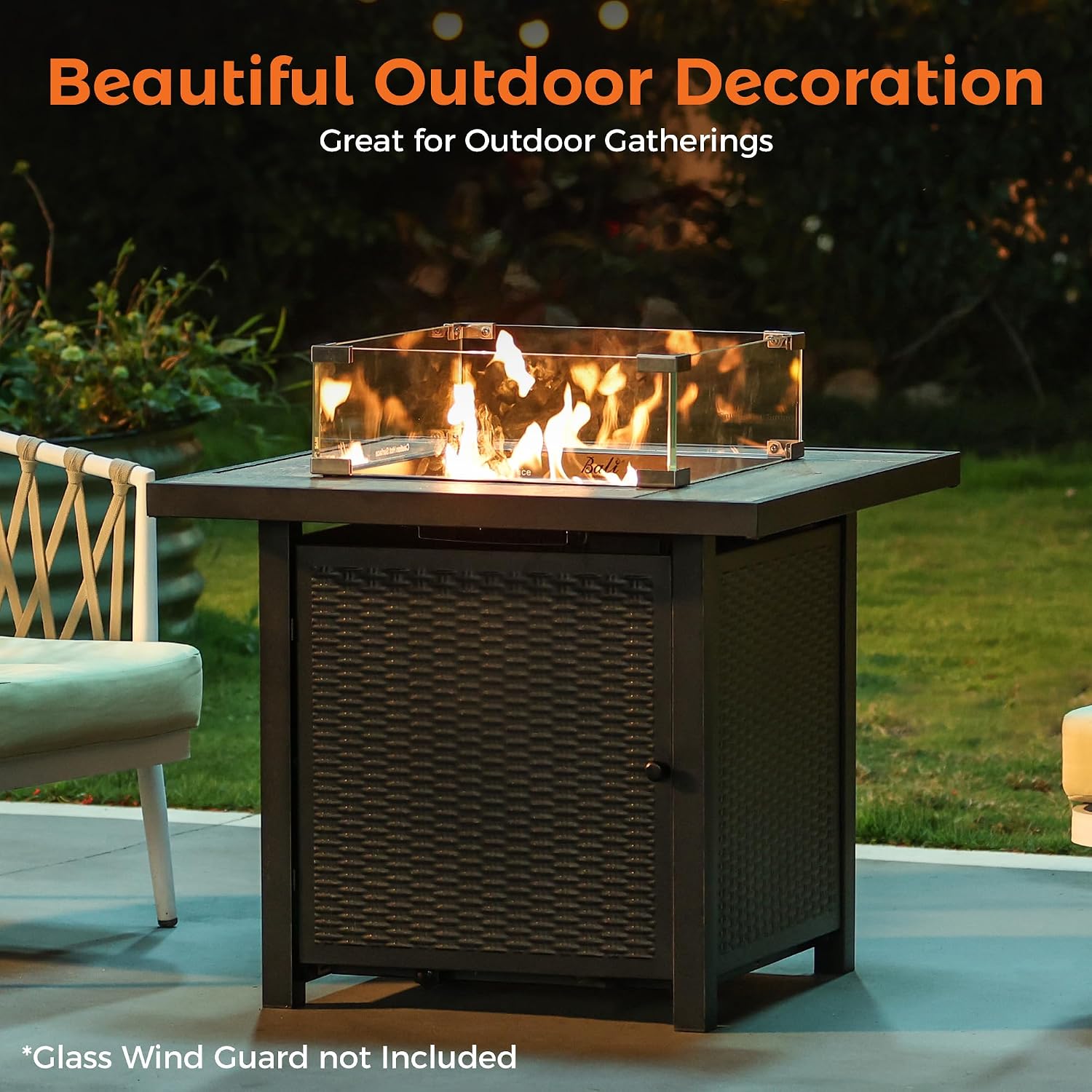 BALI OUTDOORS 50000 BTU Propane Fire Pit for Outdoor, 30 in Fire Pit Table Outdoor, Square Firepits for Outside Backyard, Patio