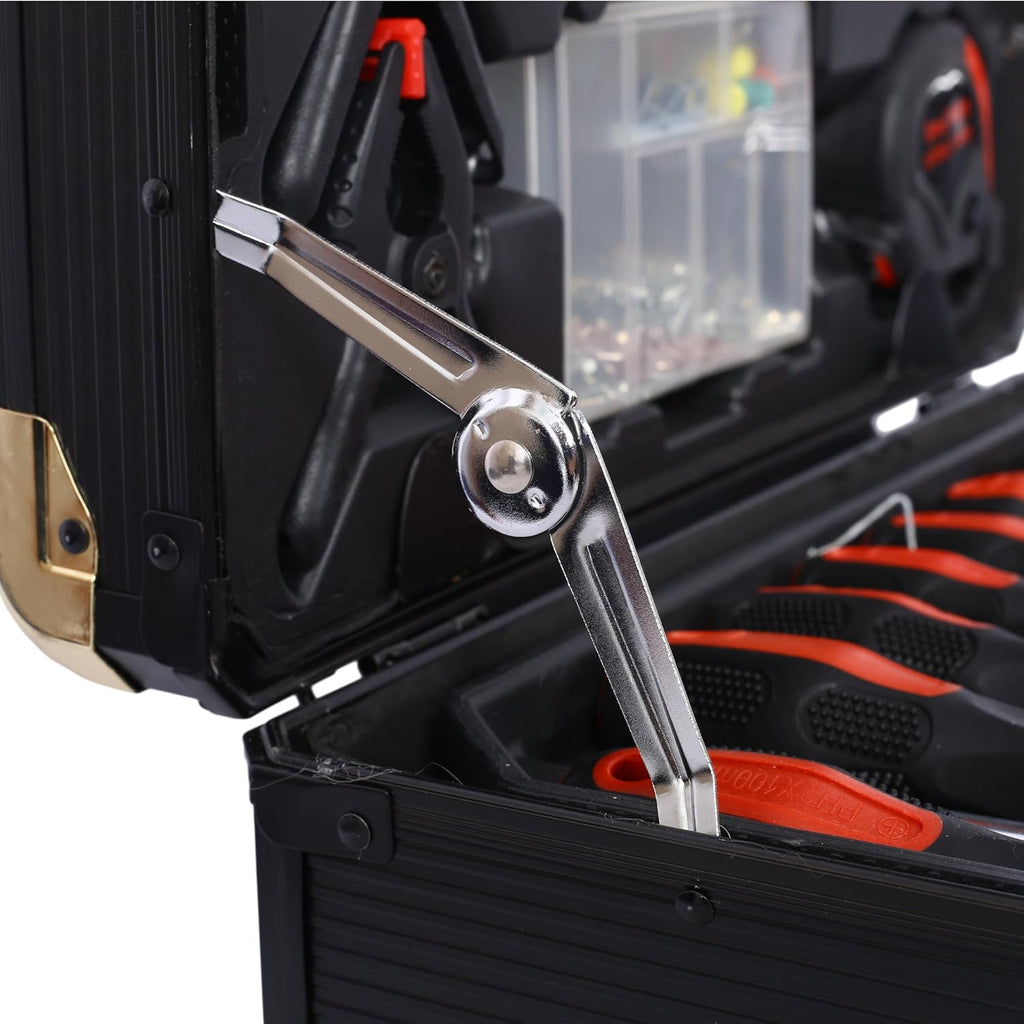 969pcs Aluminum Trolley Case Tool Set Toolbox Storage Case General Household Tool Kit - Perfect for Homeowner with Tool Belt,Gift on Father's Day (Black) tool box with wheels