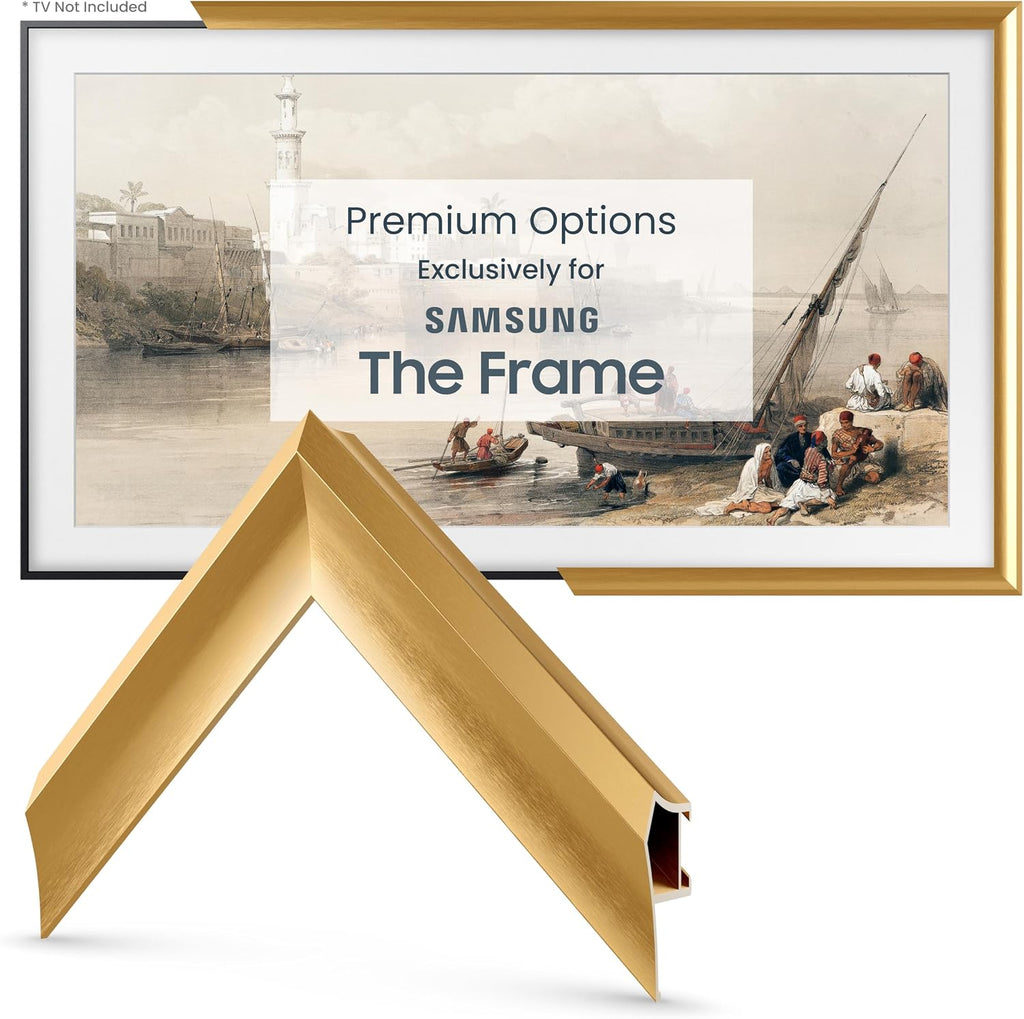 Pale Gold Prismatic 75' Alloy Deco TV Frame - Compatible ONLY with Samsung The Frame TV and Pro TVs (Fits 2021-2026, LS03A, LS03B,LS03C,LS03D,LS03FA,LS03FW)