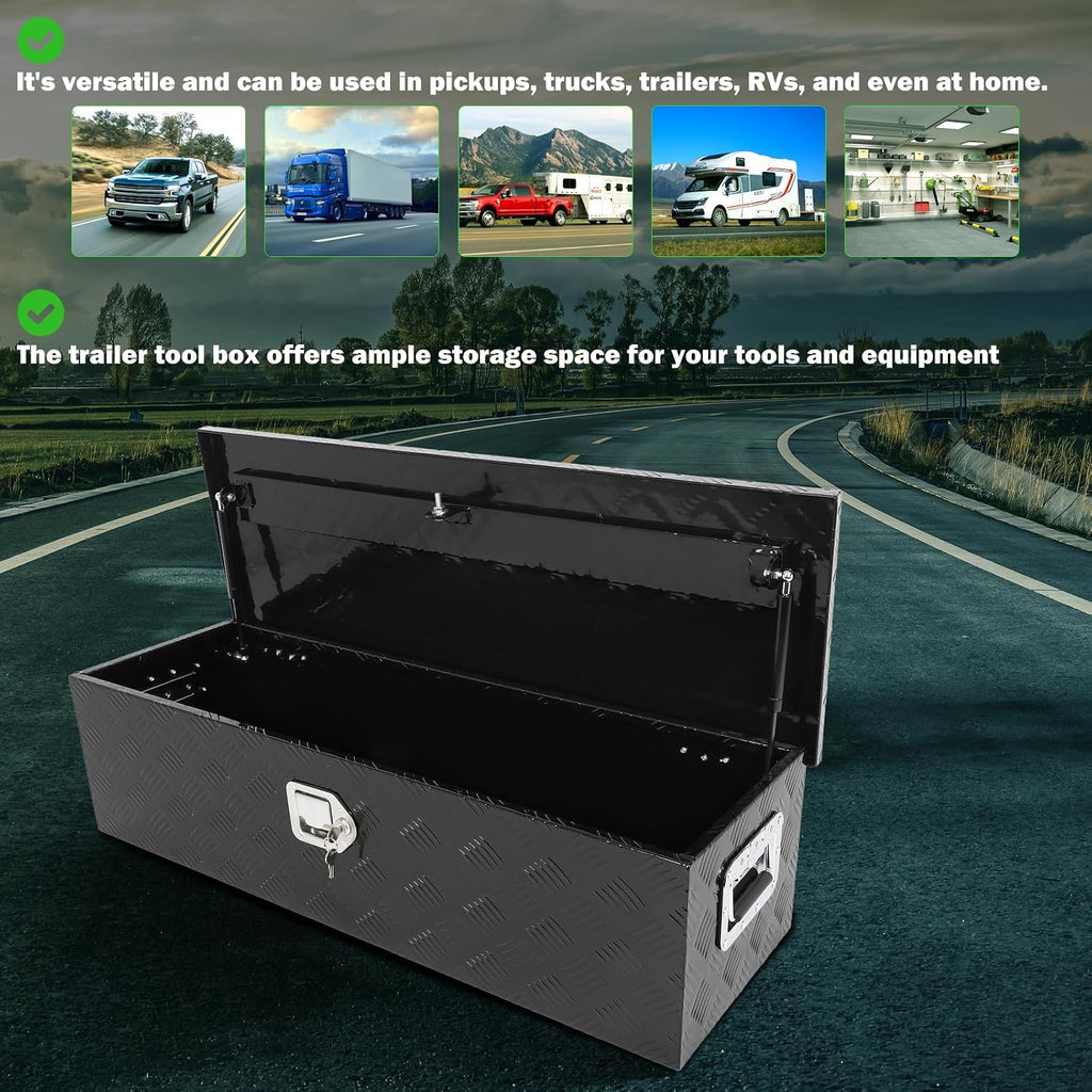 SCITOO 39 Inch Aluminum Heavy Duty Truck Bed Tool Box,Diamond Plate Crossover Storage for Most Full Size Pickups,Lockable Weatherproof Chest,Fits 39' Truck Beds,Easy Access to Load and Unload