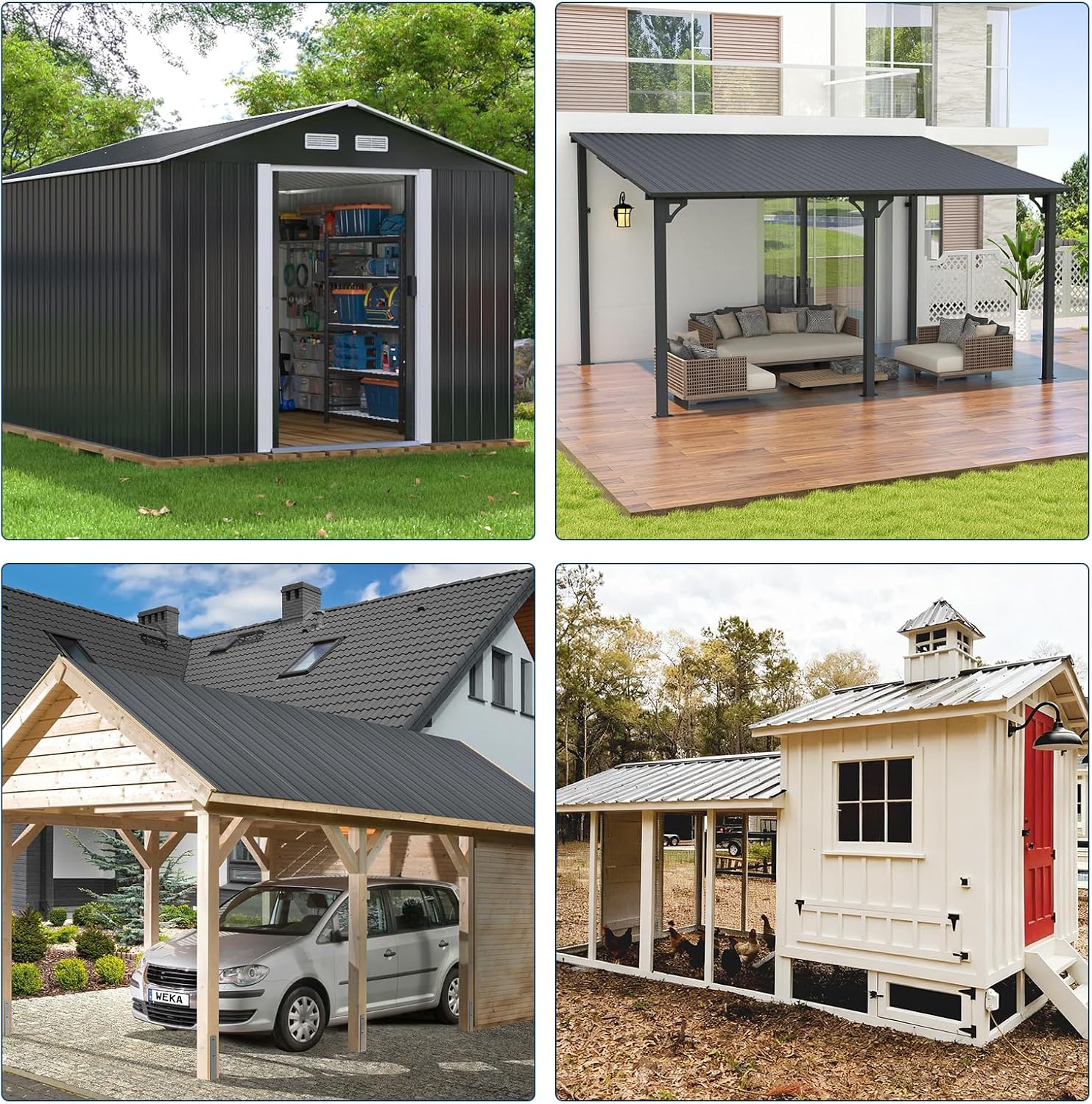 20 pcs Metal Roofing Panels, 3.5ft Galvanized Steel Corrugated Roof Sheets Gazebo Top Cover Garages, Sheds, Stables Replacement for Patio Outdoor Garden