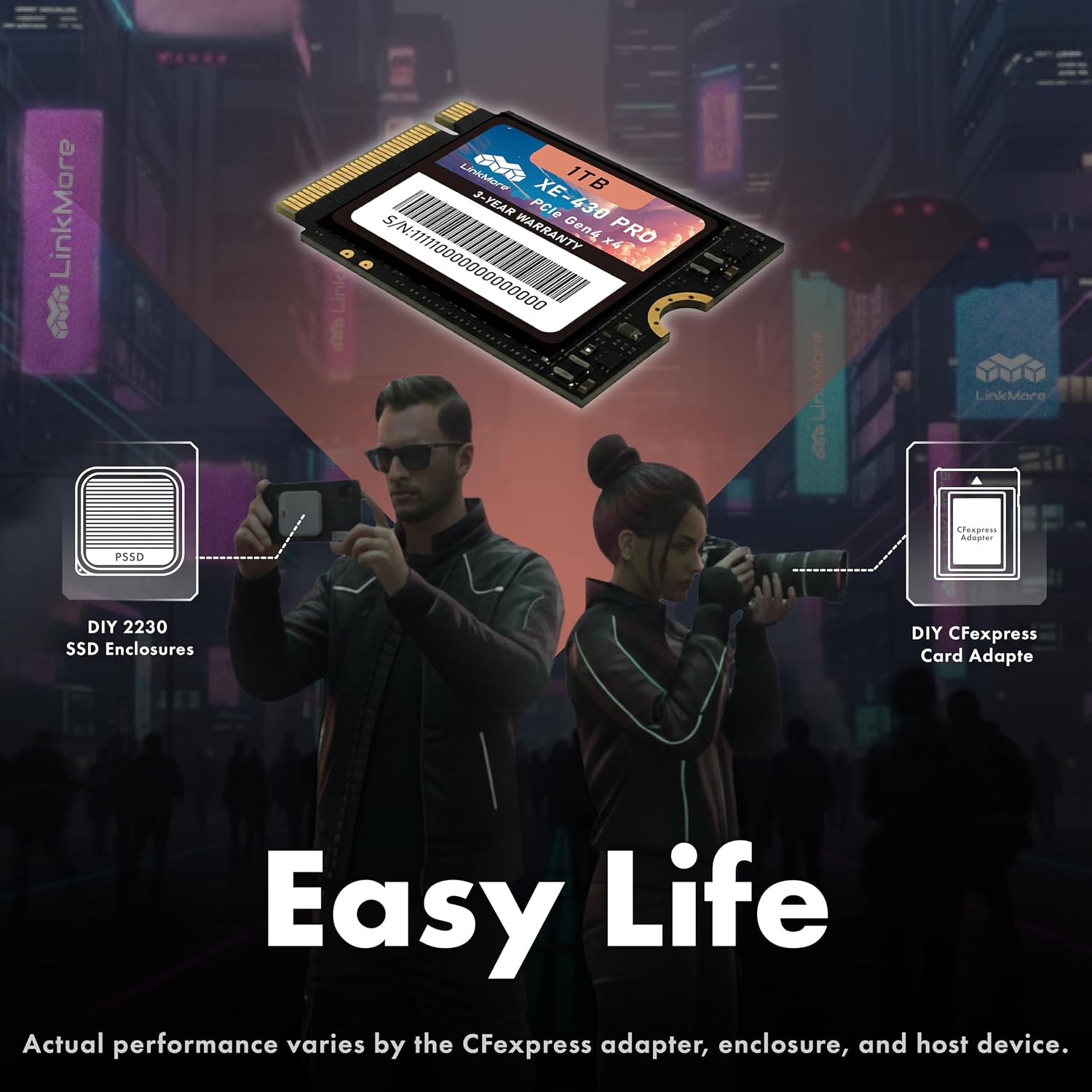LinkMore XE-430 PRO 1TB M.2 2230 NVMe SSD, PCIe Gen4 x4 / PCIe 4.0 Internal Solid State Drive, Storage Expansion for Handheld Gaming Devices