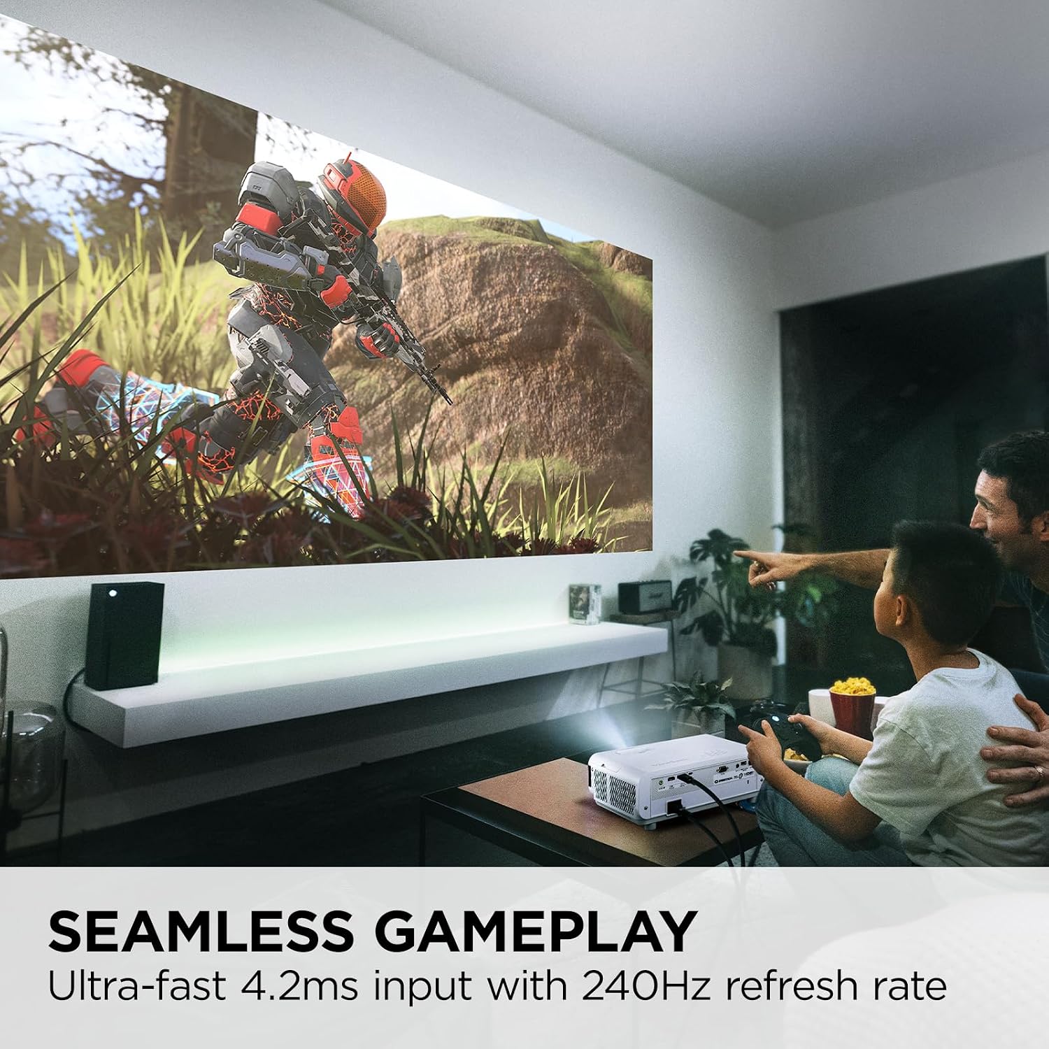 ViewSonic PX749-4K 4000 Lumens 4K Gaming Projector, 240Hz and HDR Support for Home Entertainment, 1.3x Optical Zoom, H/V Keystone, and Auto V-Keystone for Flexible Setup, Dual HDMI and USB-C Inputs
