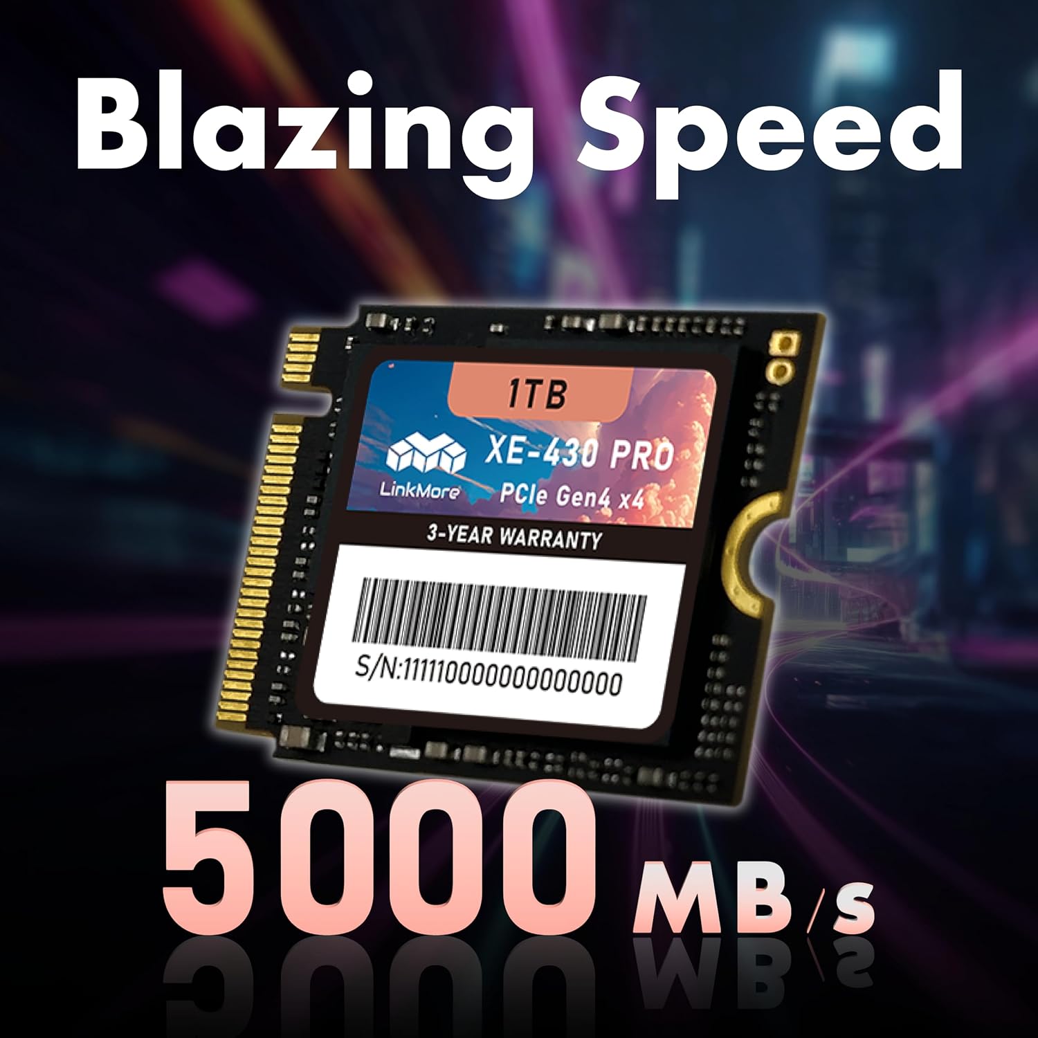 LinkMore XE-430 PRO 1TB M.2 2230 NVMe SSD, PCIe Gen4 x4 / PCIe 4.0 Internal Solid State Drive, Storage Expansion for Handheld Gaming Devices