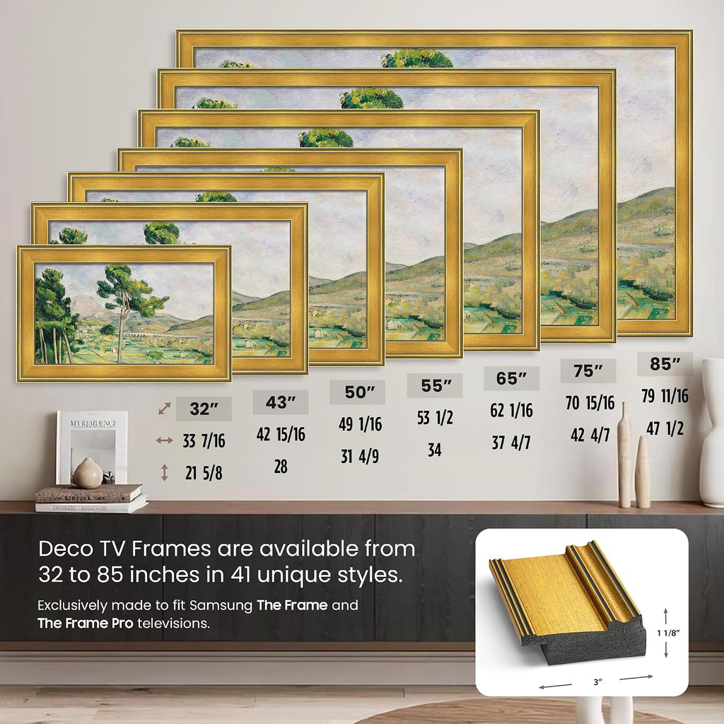 Antique Gold 75' Premiere Deco TV Frame - Compatible ONLY with Samsung The Frame TV and Pro TVs (Fits 2021-2026, LS03A, LS03B,LS03C,LS03D,LS03FA,LS03FW)