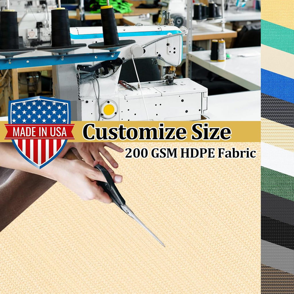 Shade&Beyond Customized Size 12' X 24' Shade Cloth with Grommets, 90% UV Protection UV Protection Mesh Tarp Sun Screens for Patio GN04, Wheat