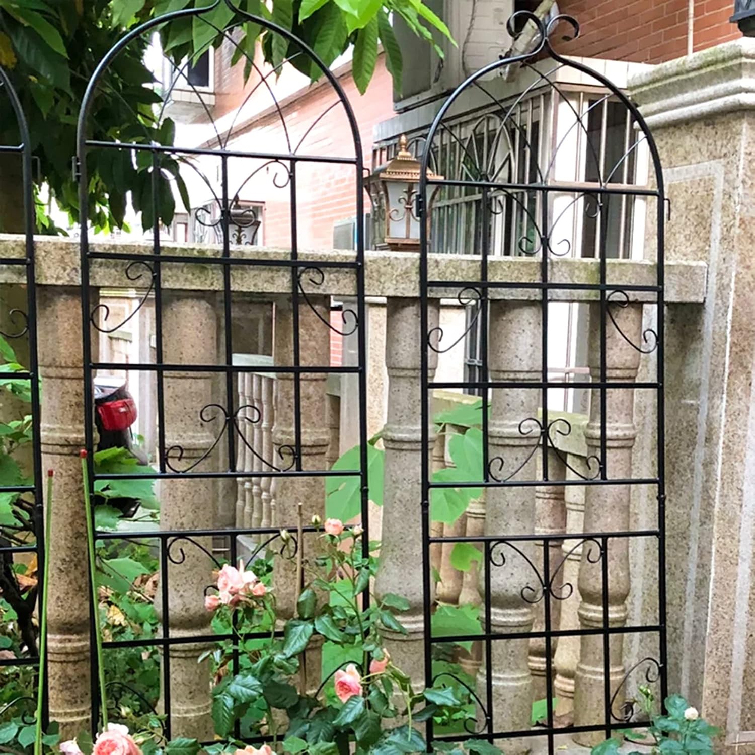 4 Pack 71'x80' Metal Garden Trellis with Galvanized Tube,Vines Plant Rose Vegetable Support,w/Pre-Cut and Pre-drilled Holes,Large Decorative Outdoor,for Backyard,Farm,Black