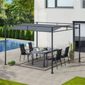 SUNJOY 10' x 10' Outdoor Pergola, Darkeford Metal Pergola with Black Sling Fabric Sun Shade Canopy for Outdoor Patio, Garden,Yard, Deck, Entertaining
