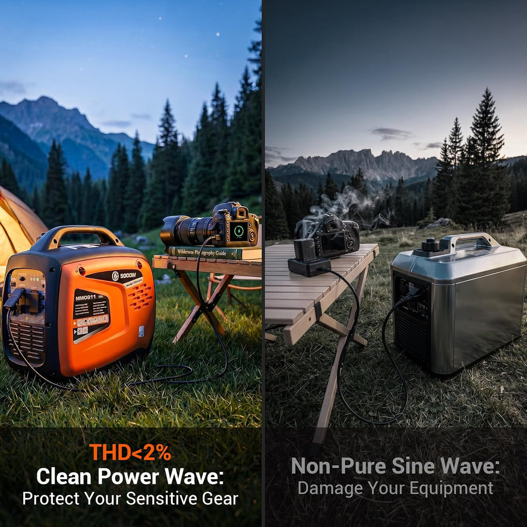 5000W Portable Inverter Generator for Home Emergency Backup Power, Super Quiet Small Gas Powered Generator for Camping, RV, Outdoor, Jobsite with ECO Mode, Parallel Capable, EPA Compliant