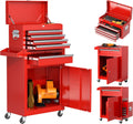 INTERGREAT 5 Drawers Tool Chest, Rolling Tool Chest with Detachable Top Tool Box, Tool Chests with Universal Lockable Wheels, Metal Tool Cart for Garage, Workshop, Barbershop, Red
